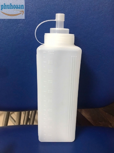 Chai nhựa đựng sốt 1000ml (vuông)
